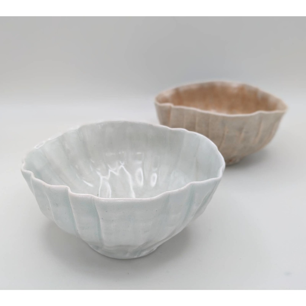 Signed Bill Brouillard RARE set of vintage ceramic bowls organic shell shapes